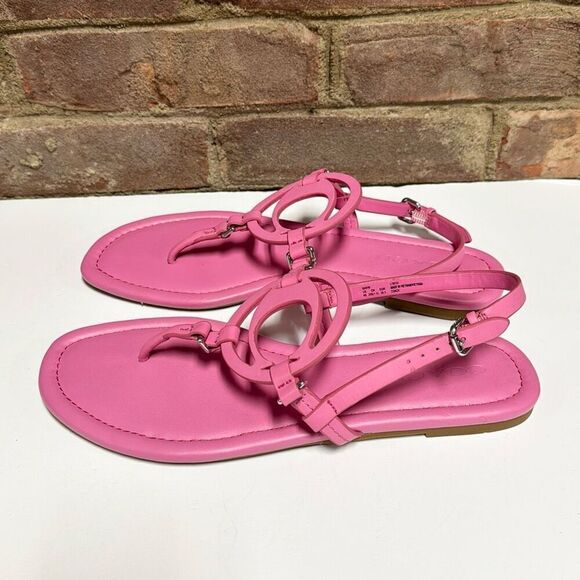 Coach Women’s Jeri Petunia Pink Leather Thong Sandals Size 9B NEW - Picture 4 of 9